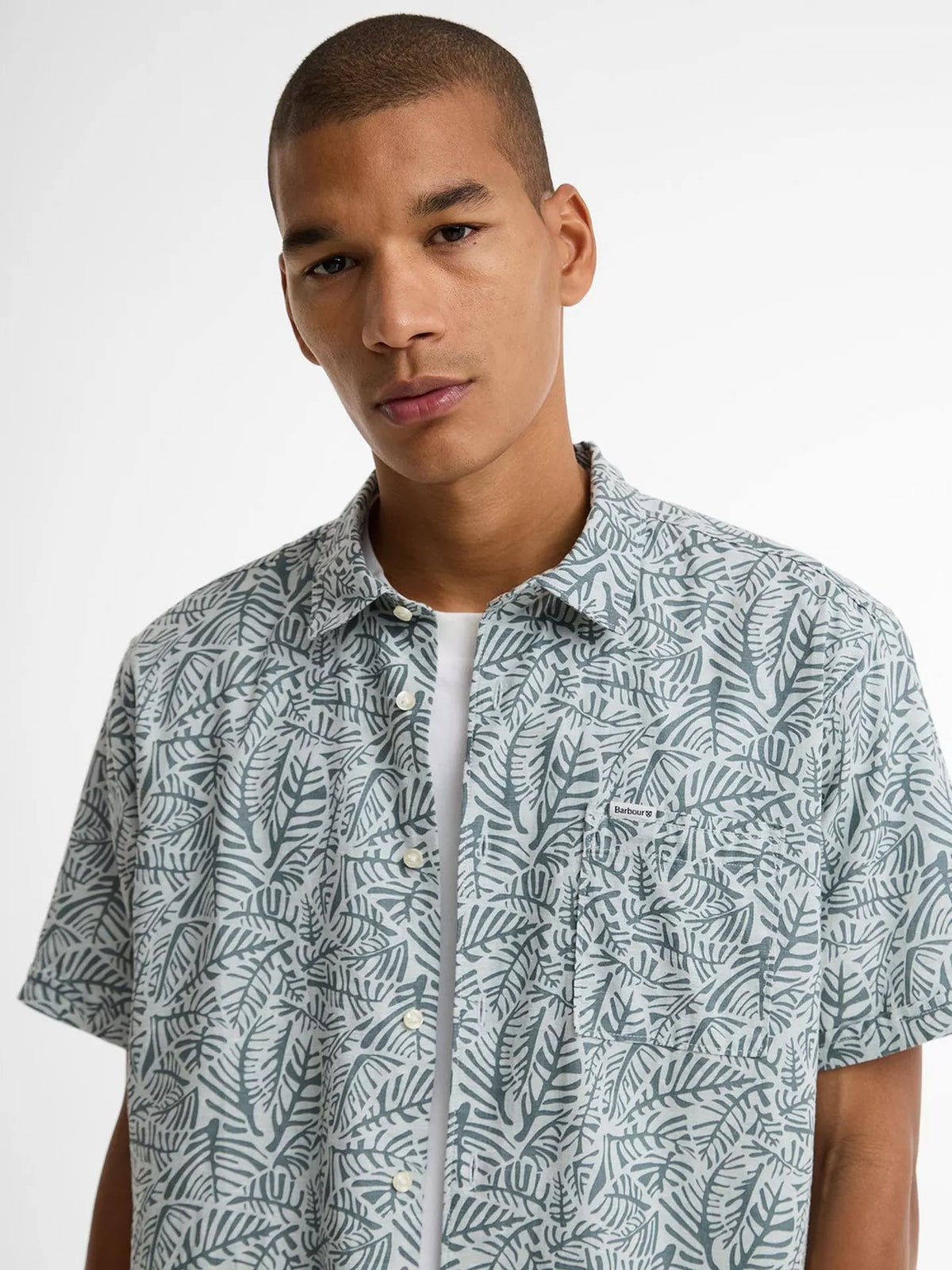 BARBOUR DEARHAM SHORT SLEEVE COTTON SHIRT DUSTY SLATE XL RRP £80 BNWT