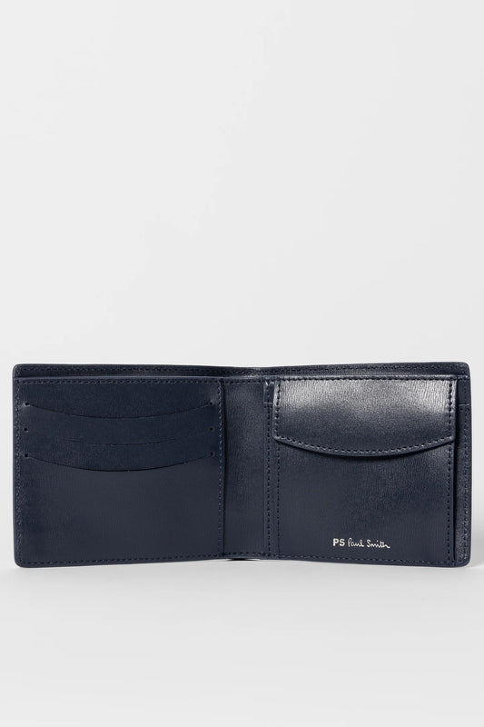 PAUL SMITH PS LEATHER BI-FOLD COIN POUCH WALLET NAVY BLUE RRP £130 NEW IN BOX