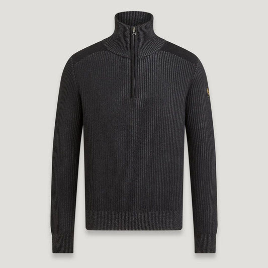 BELSTAFF STANLEY QUARTER ZIP JUMPER BLACK/CHARCOAL GREY 2XL RRP £275 BNWT