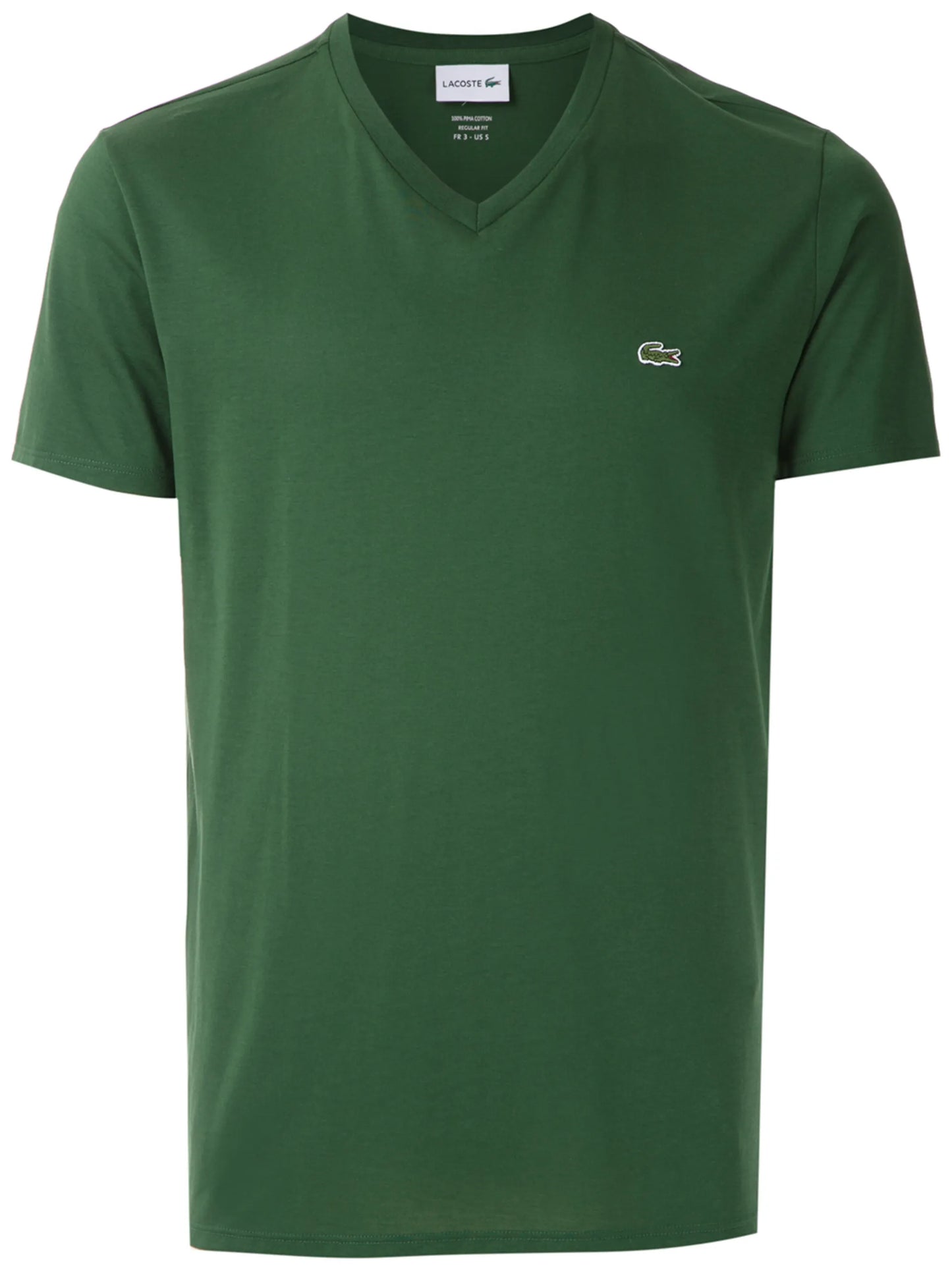LACOSTE V-NECK CROC LOGO COTTON T-SHIRT GREEN 3XL RRP £55 BNWT