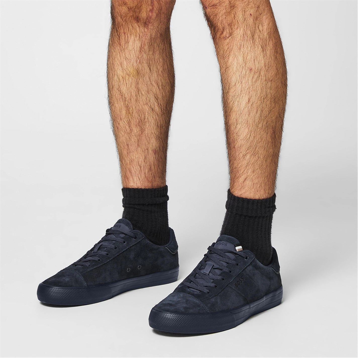 HUGO BOSS TENNIS SUEDE TRAINERS BLUE UK 9 RRP £139 BNIB