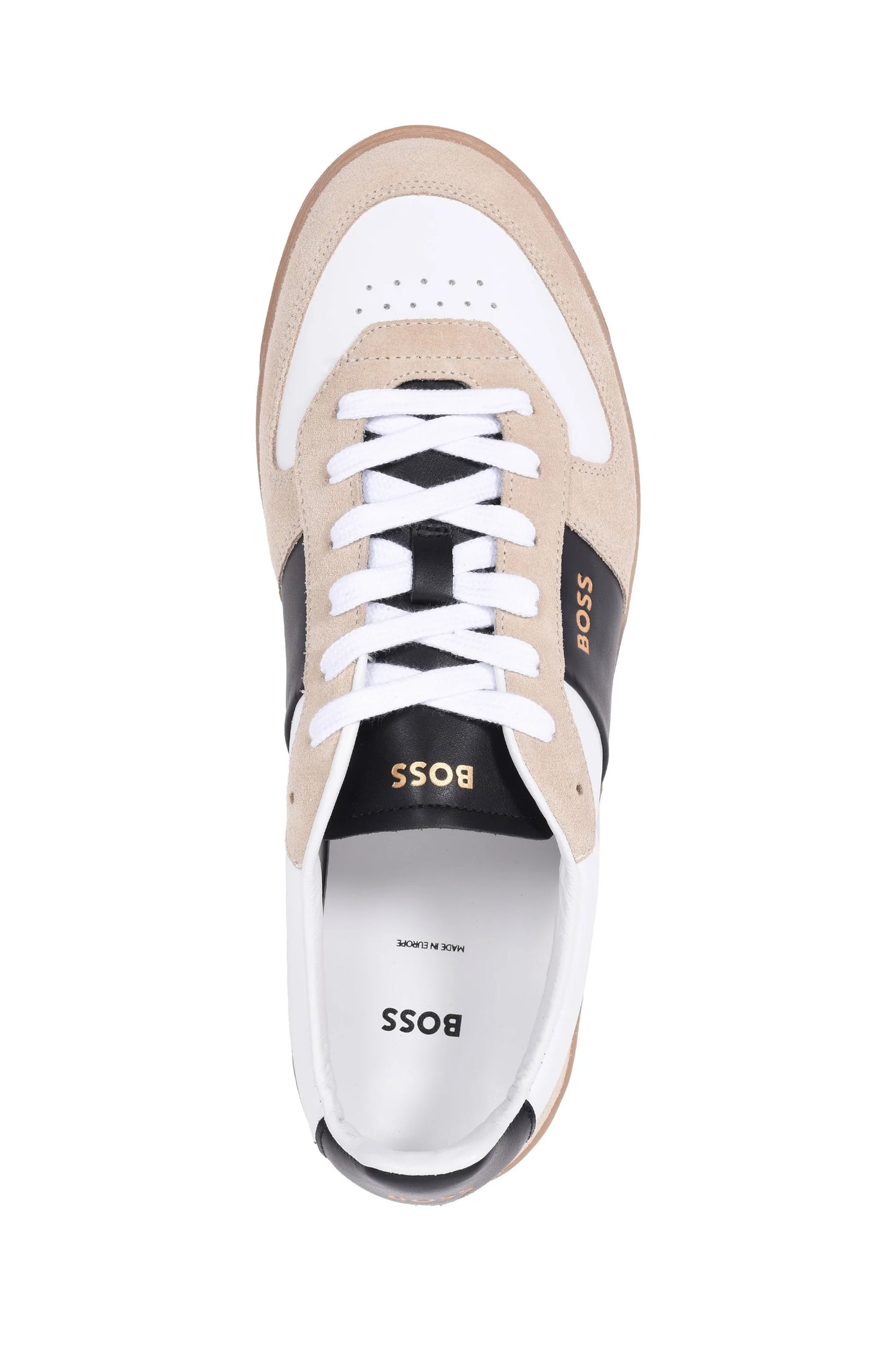 HUGO BOSS BRANDON LEATHER & SUEDE TRAINERS OPEN BEIGE UK 9 RRP £229 BNIB
