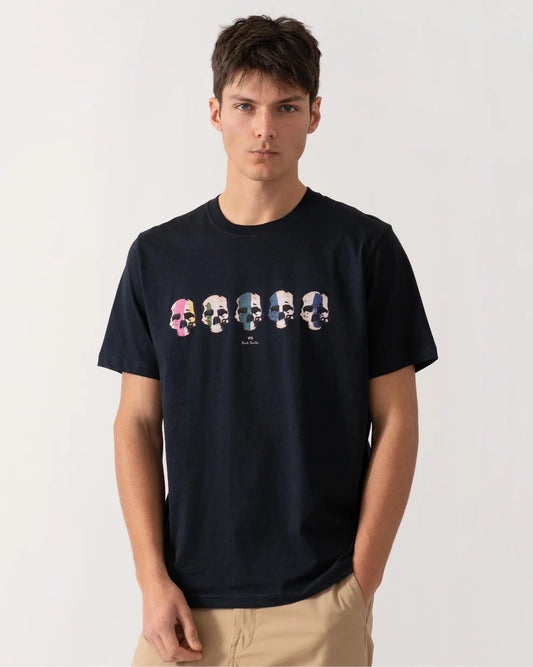 PAUL SMITH PS MULTI SKULL COTTON T-SHIRT NAVY BLUE XL RRP £75 BNWT