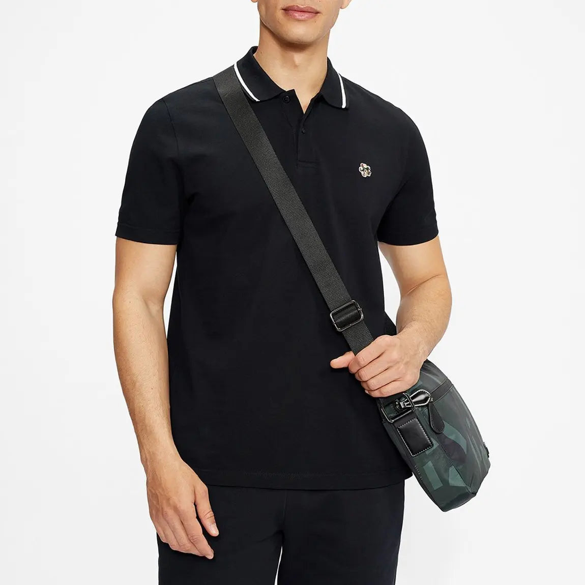 TED BAKER CAMDEN PIQUE COTTON TIPPED POLO SHIRT BLACK LARGE RRP £65 BNWT