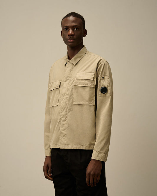 C.P. COMPANY COTTON GABERDINE LENS OVERSHIRT JACKET VINTAGE KHAKI 2XL RRP£315 BNWT