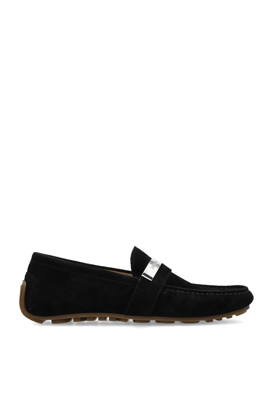 MOSCHINO COUTURE SUEDE LEATHER DRIVER MOCCASINS BLACK SIZE UK 10 RRP £455 BNIB