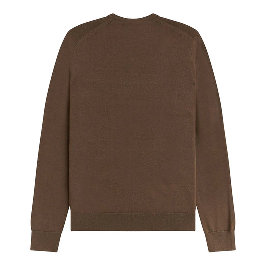 FRED PERRY CLASSIC CREW NECK MERINO WOOL JUMPER BURNT TOBACCO XL RRP £130 BNWT