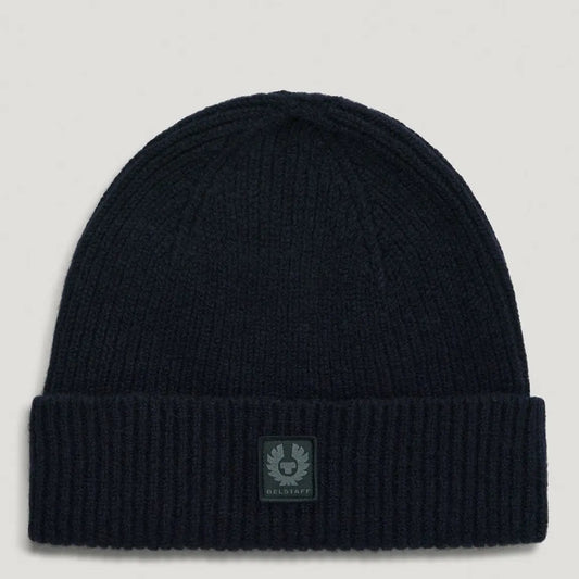 BELSTAFF PHOENIX LOGO WOOL DOCK BEANIE HAT DARK INK NAVY MADE IN UK RRP £70 BNWT
