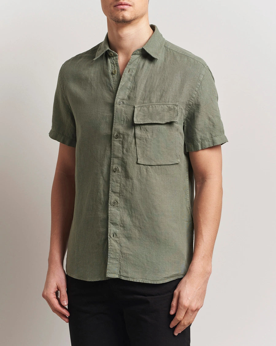 BELSTAFF SCALE LINEN COTTON SHORT SLEEVE SHIRT SURPLUS GREEN 2XL RRP £135 BNWT (Copy)