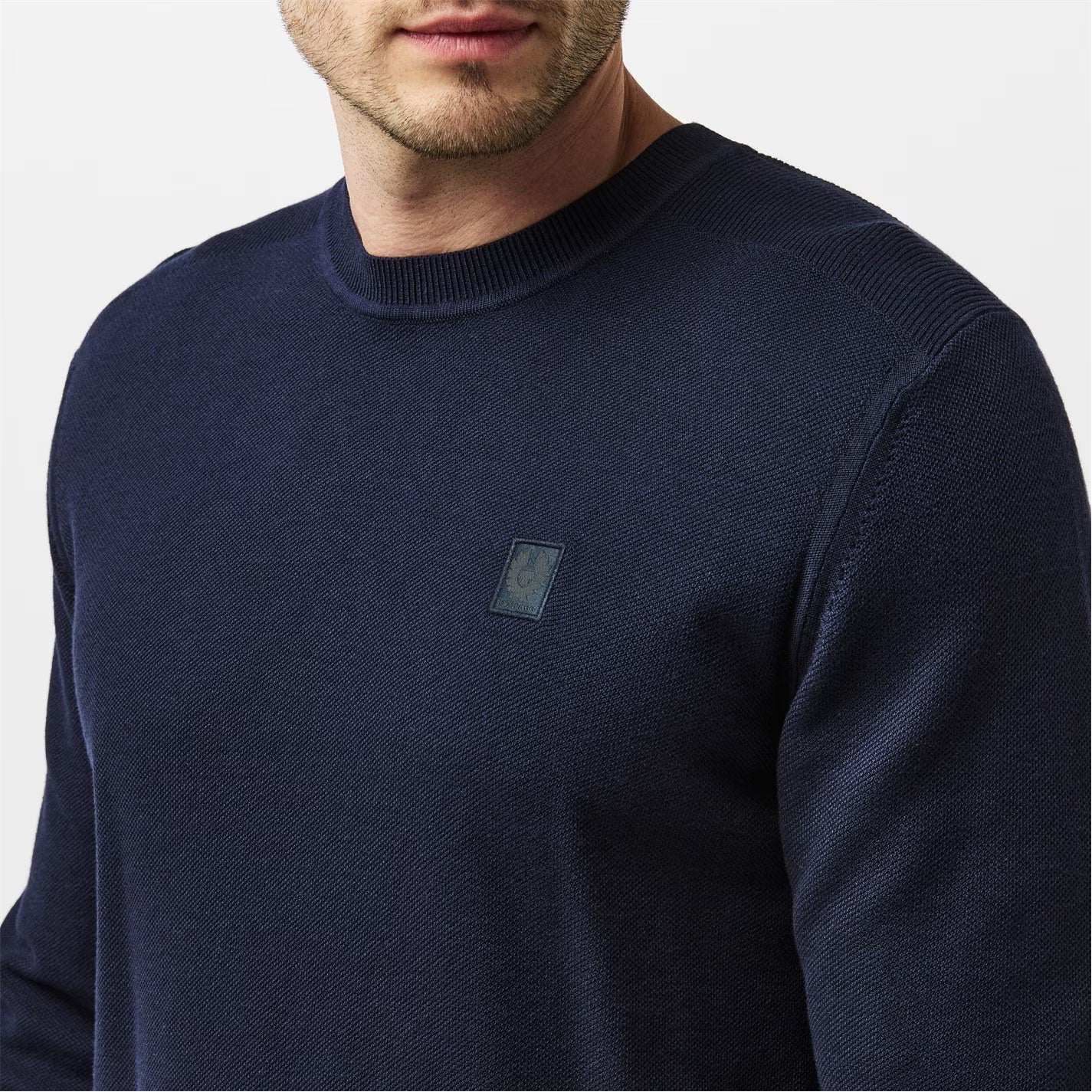 BELSTAFF DRIFT SILK/COTTON BLEND JUMPER PULLOVER DARK INK NAVY RRP £195 BNWT