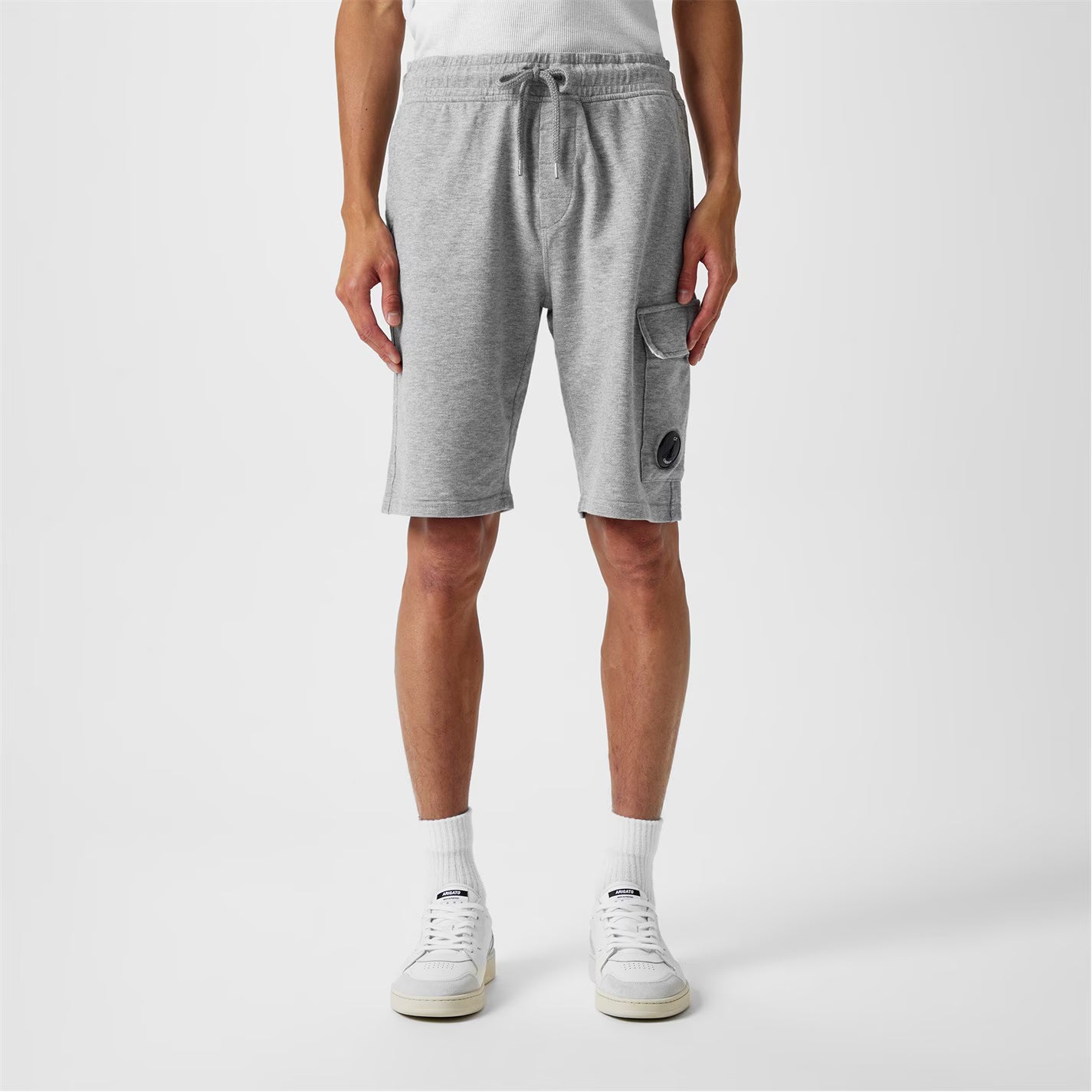 C.P. COMPANY MICRO LENS FLEECE COTTON JOGGER SWEAT SHORTS GREY MARL RRP £205 BNWT