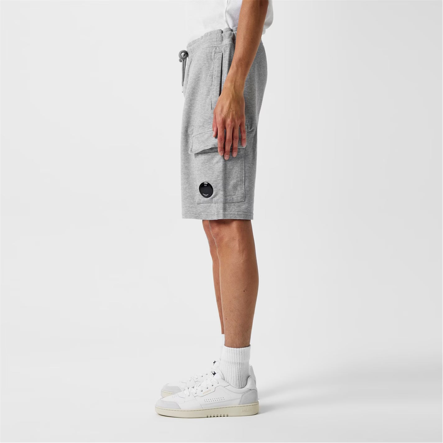 C.P. COMPANY MICRO LENS FLEECE COTTON JOGGER SWEAT SHORTS GREY MARL RRP £205 BNWT