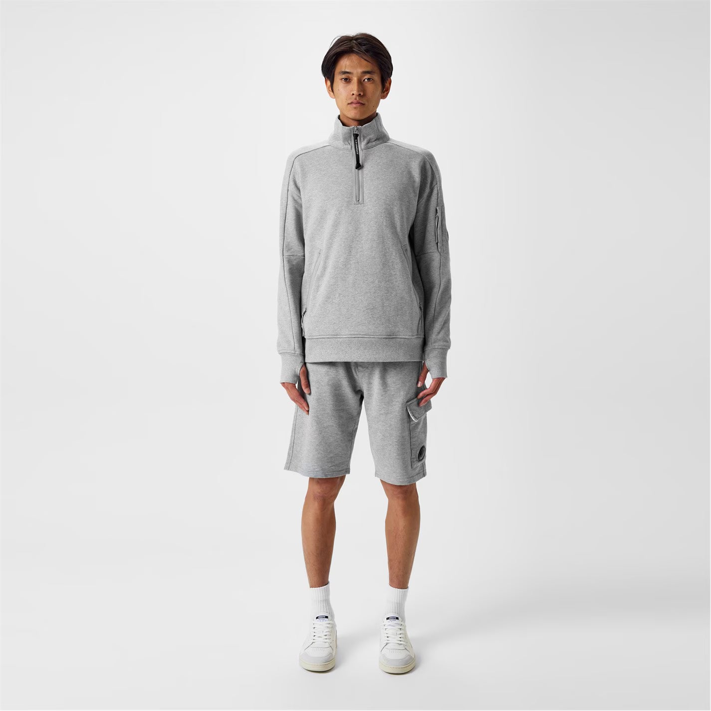 C.P. COMPANY MICRO LENS FLEECE COTTON JOGGER SWEAT SHORTS GREY MARL RRP £205 BNWT