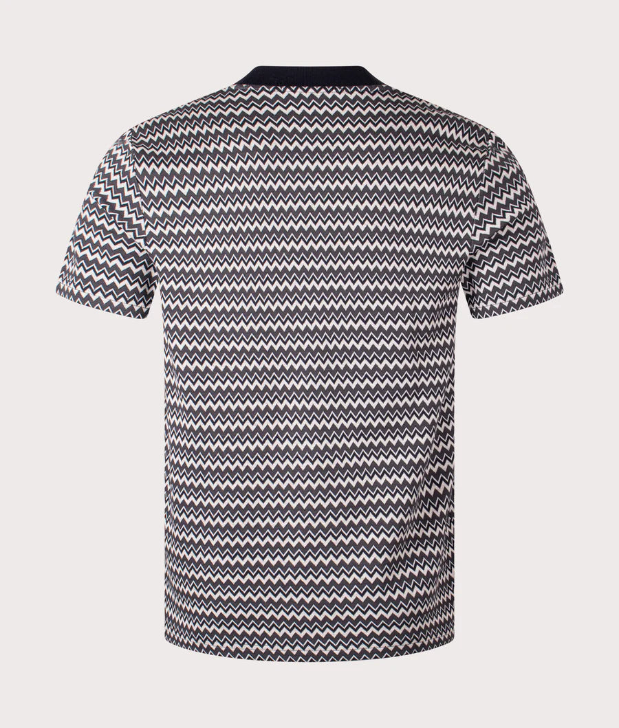 FRED PERRY JACQUARD COTTON T-SHIRT BLACK WHITE NAVY 2XL RRP £75 BNWT
