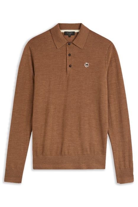 TED BAKER CORE WEMBLEY WOOL LS POLO SHIRT JUMPER TAN BROWN 2XL RRP £90 BNWT