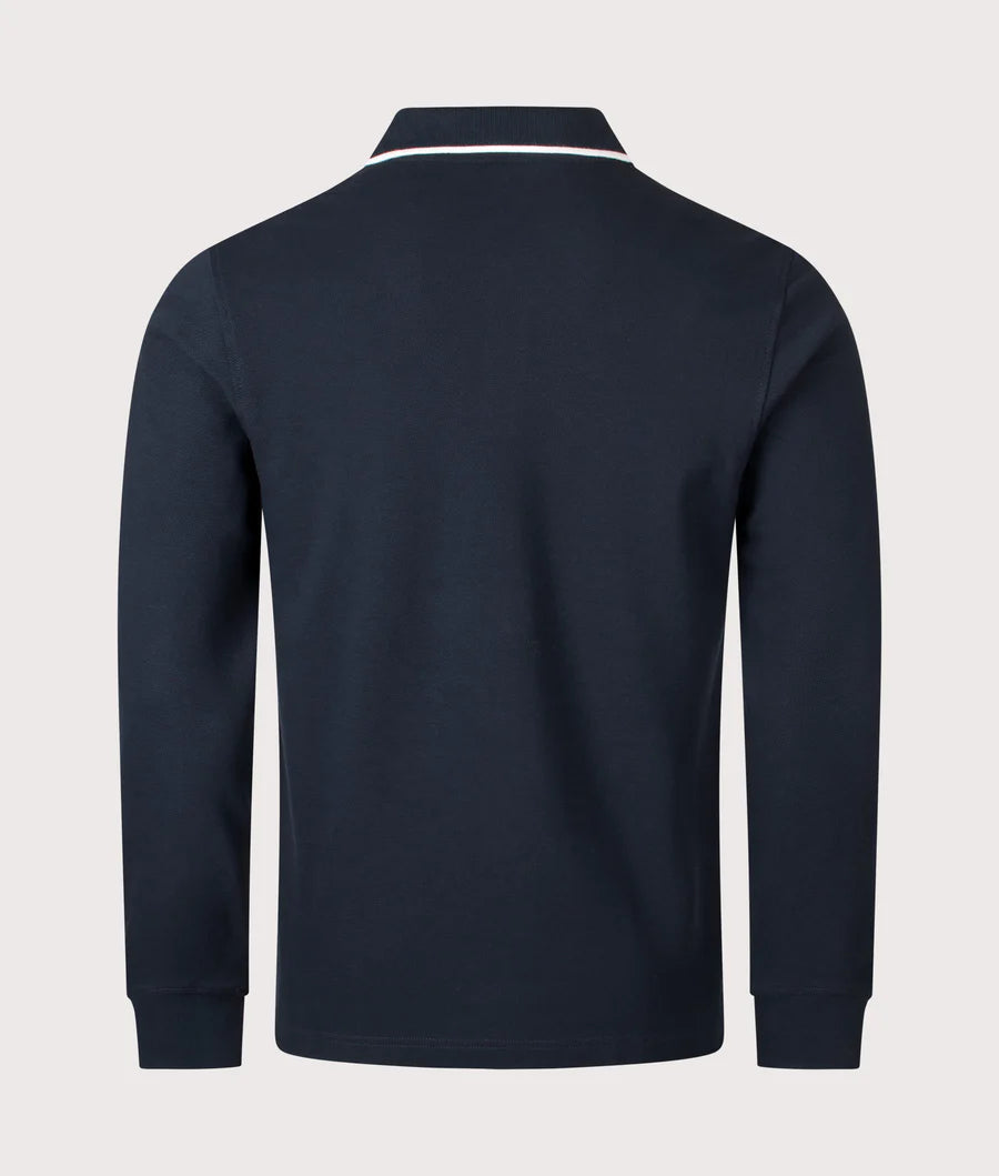 BELSTAFF TIPPED LONG SLEEVE PIQUE COTTON POLO SHIRT DARK INK XL RRP £120 BNWT