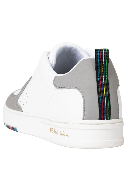 PAUL SMITH PS COSMO LEATHER TRAINERS WHITE/GREY UK 8 RRP £195 BNIB
