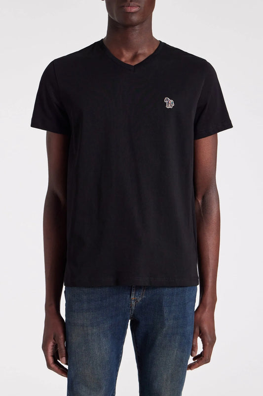 PAUL SMITH PS ORGANIC COTTON ZEBRA LOGO V-NECK T-SHIRT BLACK L RRP £70 BNWT