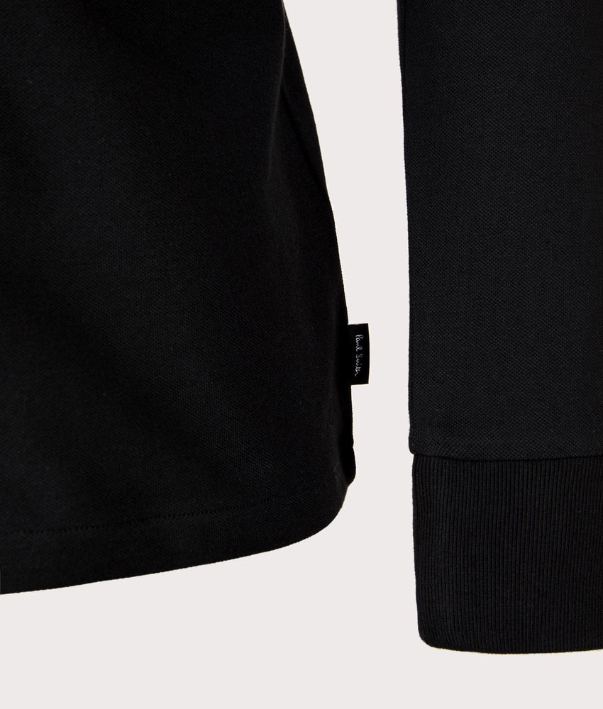PAUL SMITH PS LONG SLEEVE FULL ZIP COTTON POLO SHIRT BLACK/GREY RRP £115 BNWT
