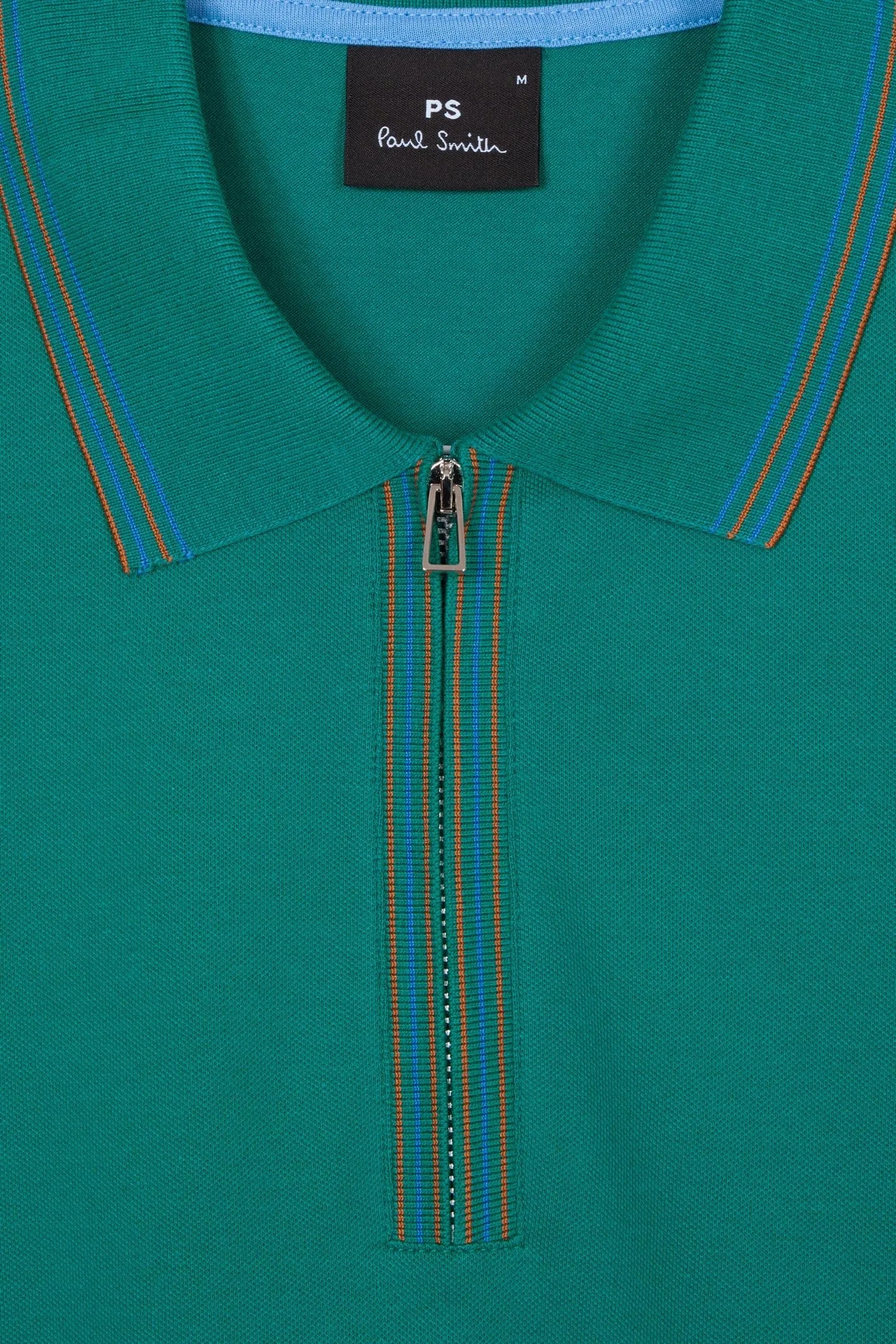 PAUL SMITH PS HALF ZIP ORGANIC COTTON POLO SHIRT PETROL GREEN/TEAL RRP £100 BNWT