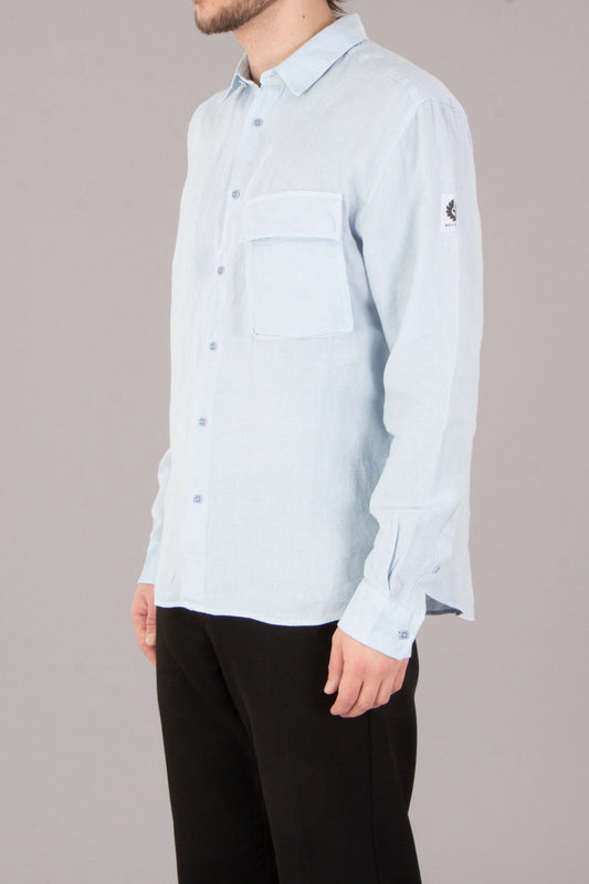 BELSTAFF SCALE LINEN LONG SLEEVE SHIRT SKY BLUE 3XL RRP £175 BNWT