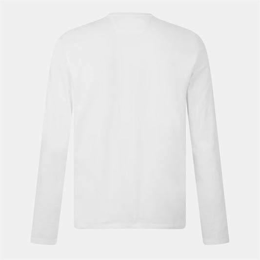 C.P. COMPANY LONG SLEEVE BOX LOGO COTTON T-SHIRT WHITE/BLACK L RRP £120 BNWT