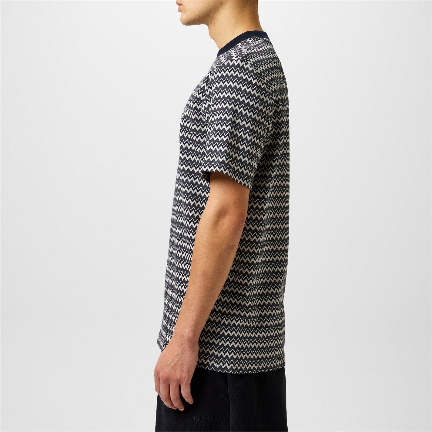 FRED PERRY JACQUARD COTTON T-SHIRT BLACK WHITE NAVY 2XL RRP £75 BNWT