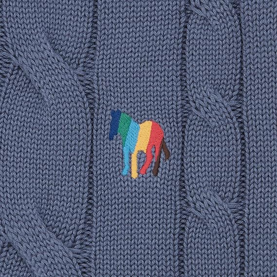 PAUL SMITH PS ZEBRA LOGO CABLE KNIT TANK TOP VEST JUMPER BLUE RRP £155 NEW