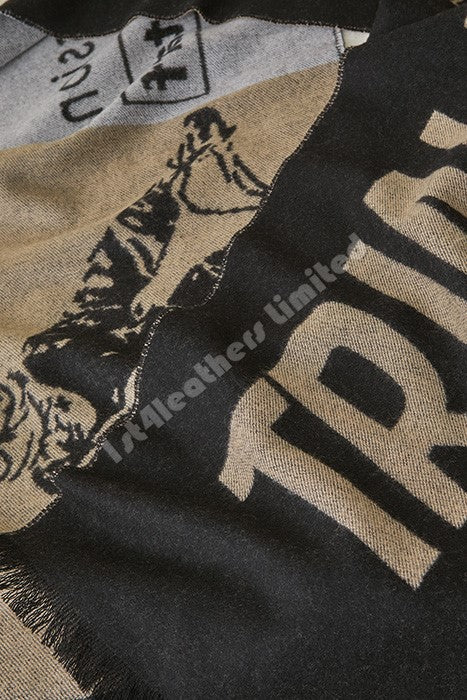 BELSTAFF TRIALMASTER BLACK & GOLD WOOL SCARF RRP £120 BNWT
