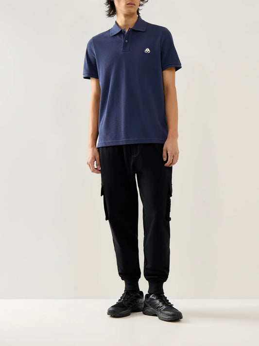 MOOSE KNUCKLES EVERETT PIQUE COTTON POLO SHIRT NAVY BLUE RRP £130 BNWT