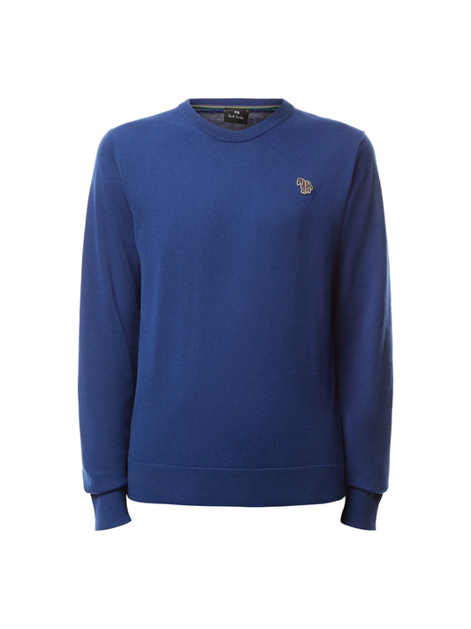 PAUL SMITH ORGANIC COTTON CREW NECK ZEBRA LOGO JUMPER BLUE RRP £125 BNWT