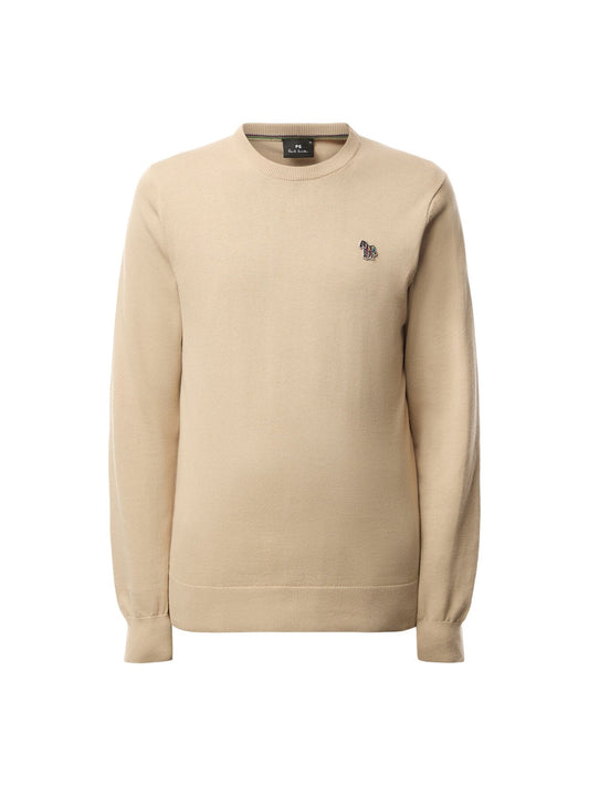 PAUL SMITH ORGANIC COTTON CREW NECK ZEBRA LOGO JUMPER BEIGE RRP £125 BNWT