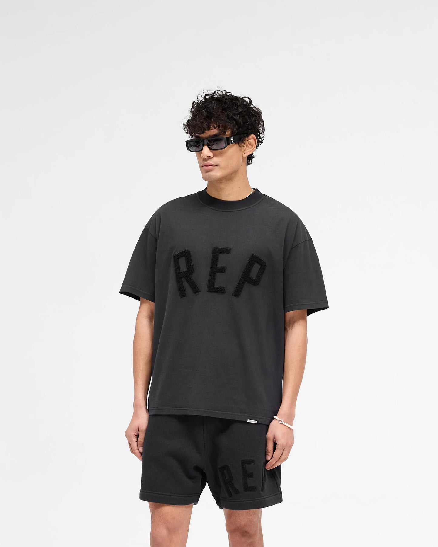 REPRESENT REP APPLIQUE COTTON T-SHIRT JET BLACK RELAXED FIT 2XL RRP £100 BNWT