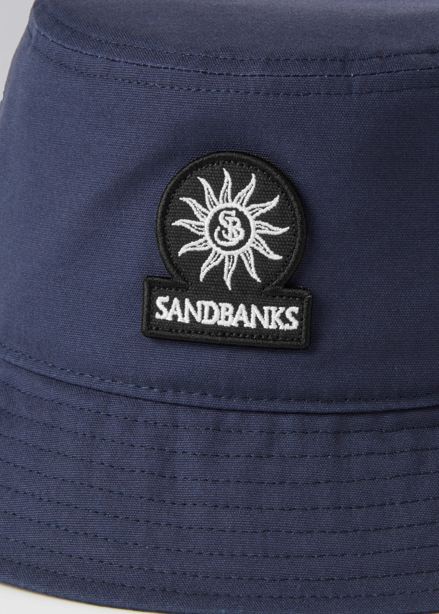 SANDBANKS COTTON BADGE LOGO BUCKET HAT NAVY BLUE RRP £90 BNWT