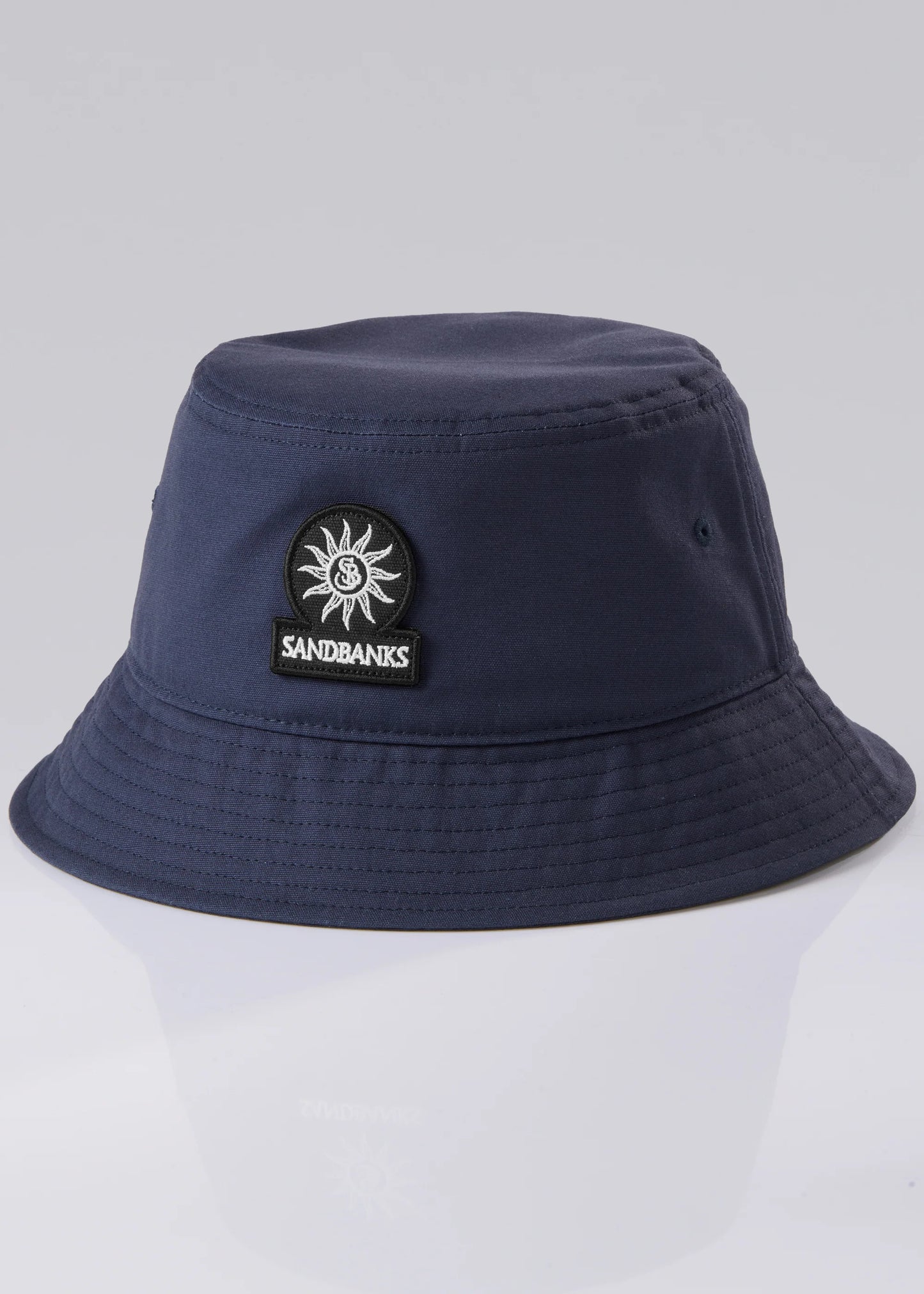 SANDBANKS COTTON BADGE LOGO BUCKET HAT NAVY BLUE RRP £90 BNWT