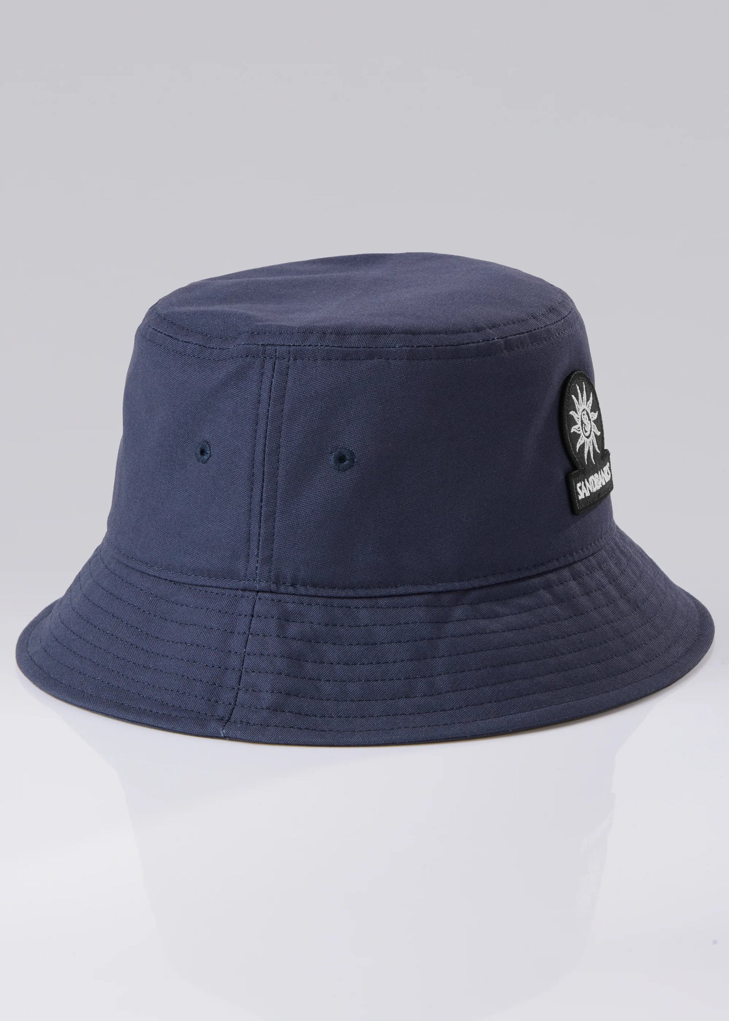 SANDBANKS COTTON BADGE LOGO BUCKET HAT NAVY BLUE RRP £90 BNWT
