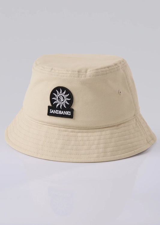 SANDBANKS BADGE LOGO COTTON BUCKET HAT STONE ONE SIZE RRP £90 BNWT