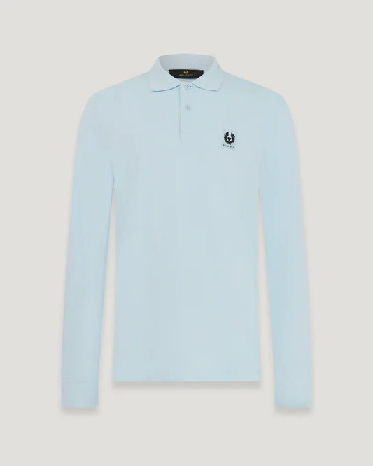 BELSTAFF PIQUE COTTON LONG SLEEVE POLO SHIRT TONAL SKY BLUE RRP £120 BNWT