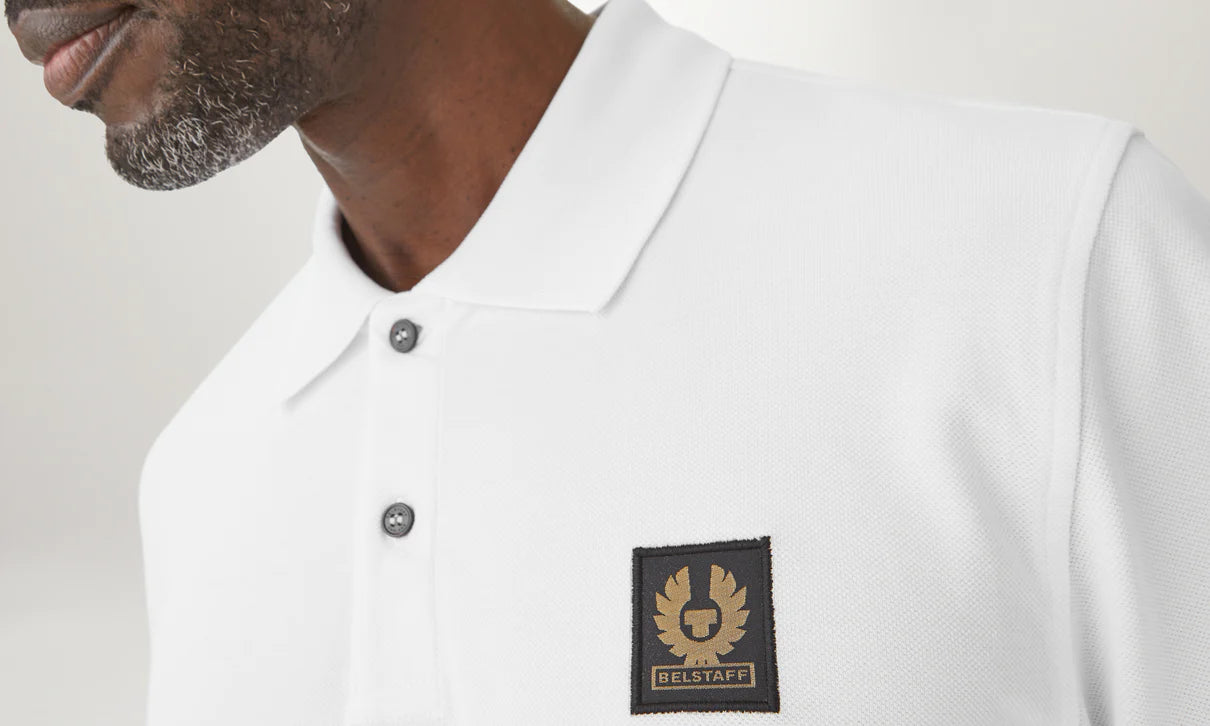 BELSTAFF PIQUE COTTON LONG SLEEVE POLO SHIRT WHITE RRP £120 BNWT