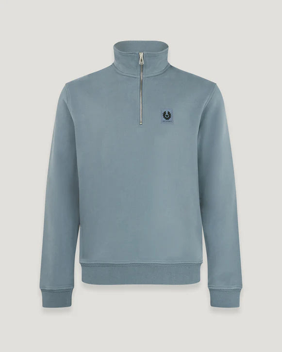 BELSTAFF QUARTER ZIP SWEATSHIRT BLUE FLINT RRP £175 BNWT