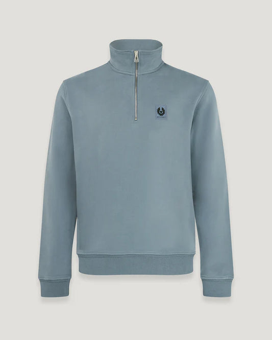 BELSTAFF QUARTER ZIP SWEATSHIRT BLUE FLINT RRP £175 BNWT