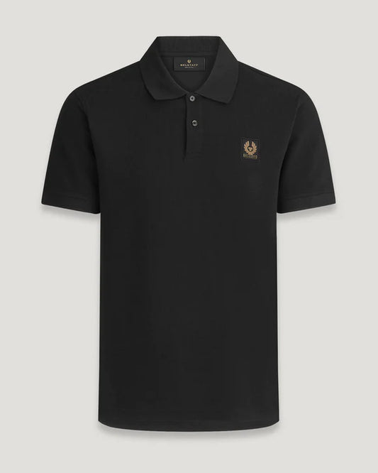 BELSTAFF PHOENIX PATCH PIQUE COTTON POLO SHIRT IN BLACK RRP £95 BNWT