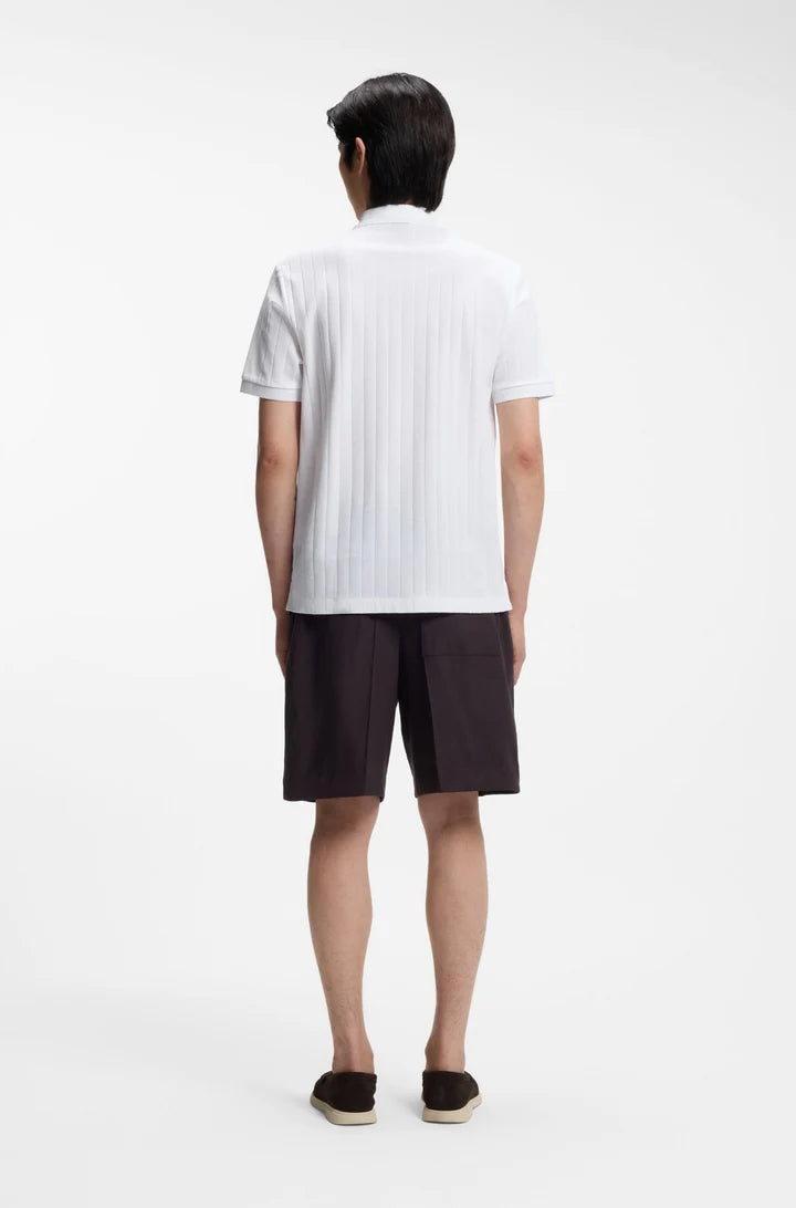 HUGO BOSS H PARLAY RIBBED COTTON POLO SHIRT WHITE 2XL RRP £130 BNWT