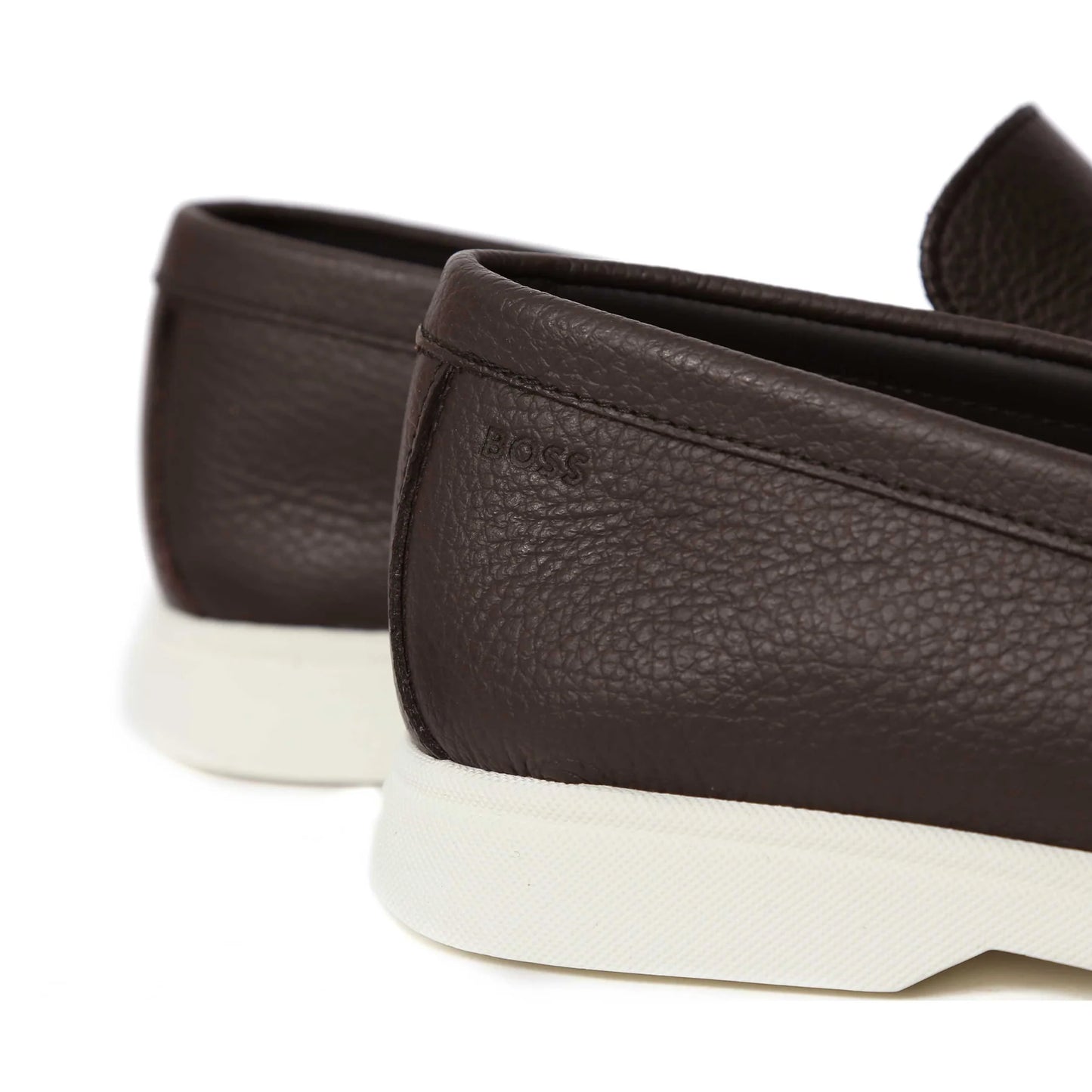 HUGO BOSS SIENNE LEATHER MOCCASINS BROWN SIZE UK 9 RRP £200 BNIB