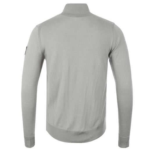 BELSTAFF KELBROOK MIXED MEDIA ZIPPED CARDIGAN JUMPER CHROME GREY RRP £275
