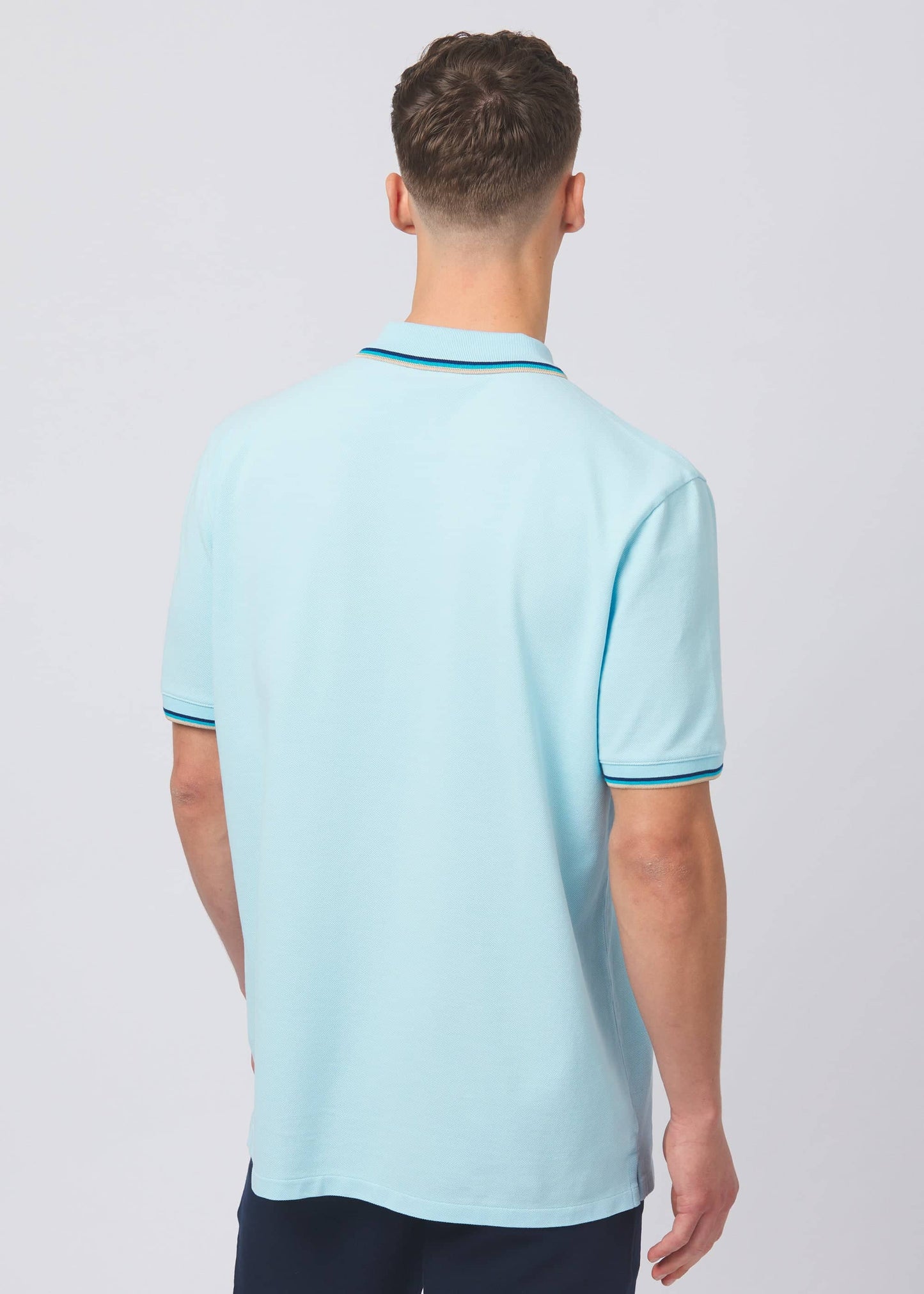 SANDBANKS BADGE LOGO TIPPED POLO SHIRT CRYSTAL BLUE RRP £115 BNWT