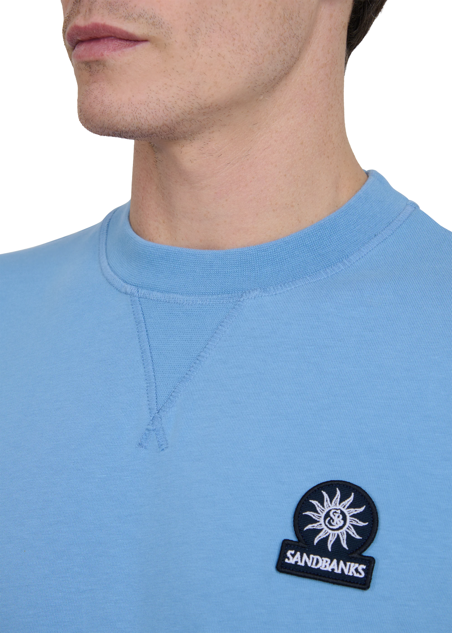 SANDBANKS DOUBLE JERSEY COLLEGIATE COTTON T-SHIRT DUSTY BLUE XL RRP £95 BNWT
