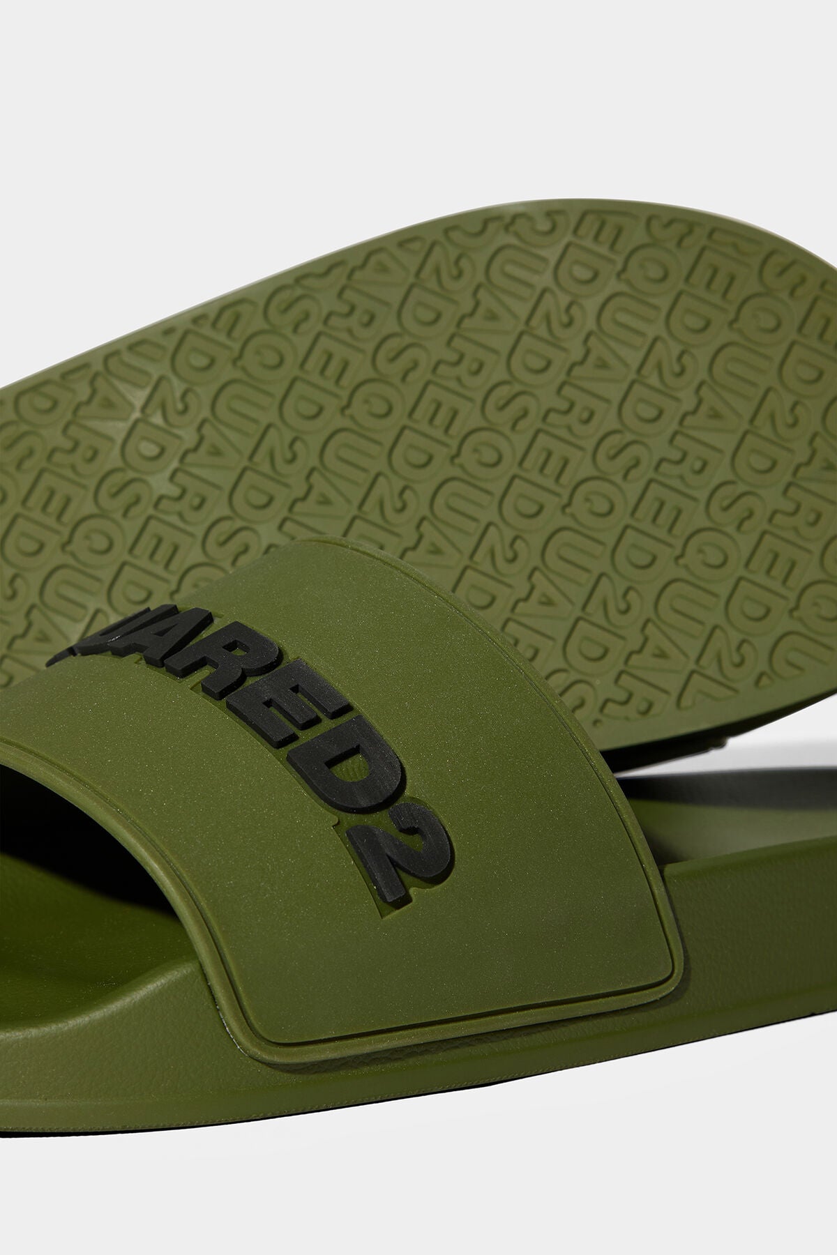 DSQUARED2 LETTER LOGO MILITARY GREEN STRAP SLIDES POOL BEACH UK 9 RRP £195 BNIB