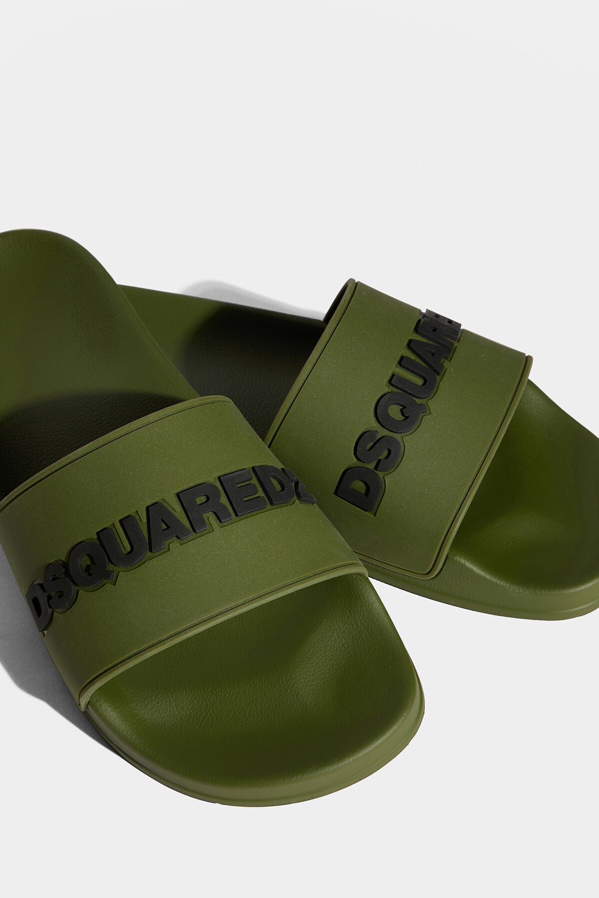 DSQUARED2 LETTER LOGO MILITARY GREEN STRAP SLIDES POOL BEACH UK 9 RRP £195 BNIB