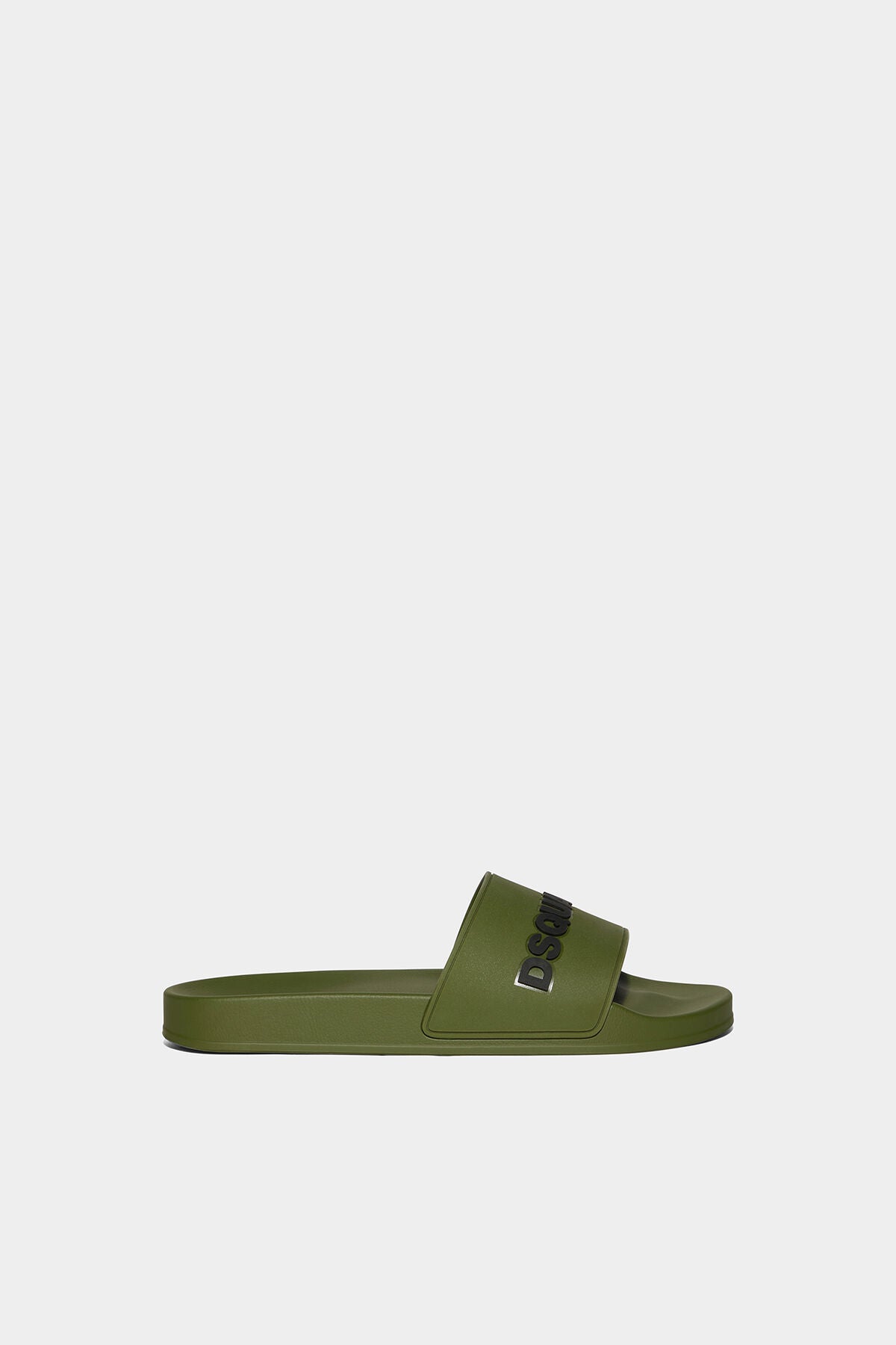 DSQUARED2 LETTER LOGO MILITARY GREEN STRAP SLIDES POOL BEACH UK 9 RRP £195 BNIB